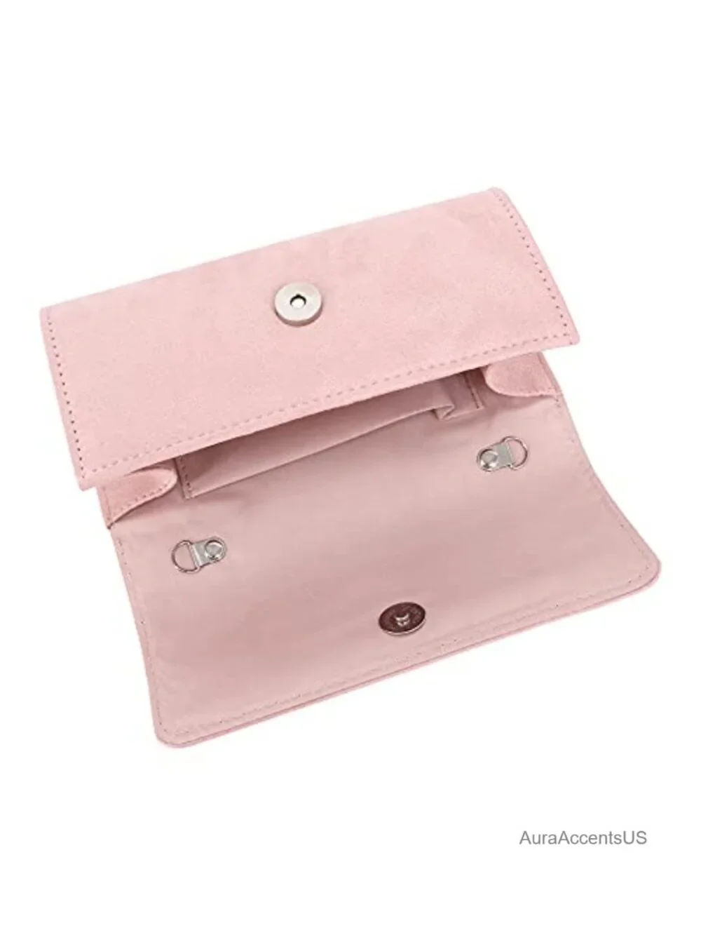 Suede Flap Clutch with Detachable Chain - Evening Bag